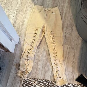 Fashion Nova Cream High-Waist Pants
